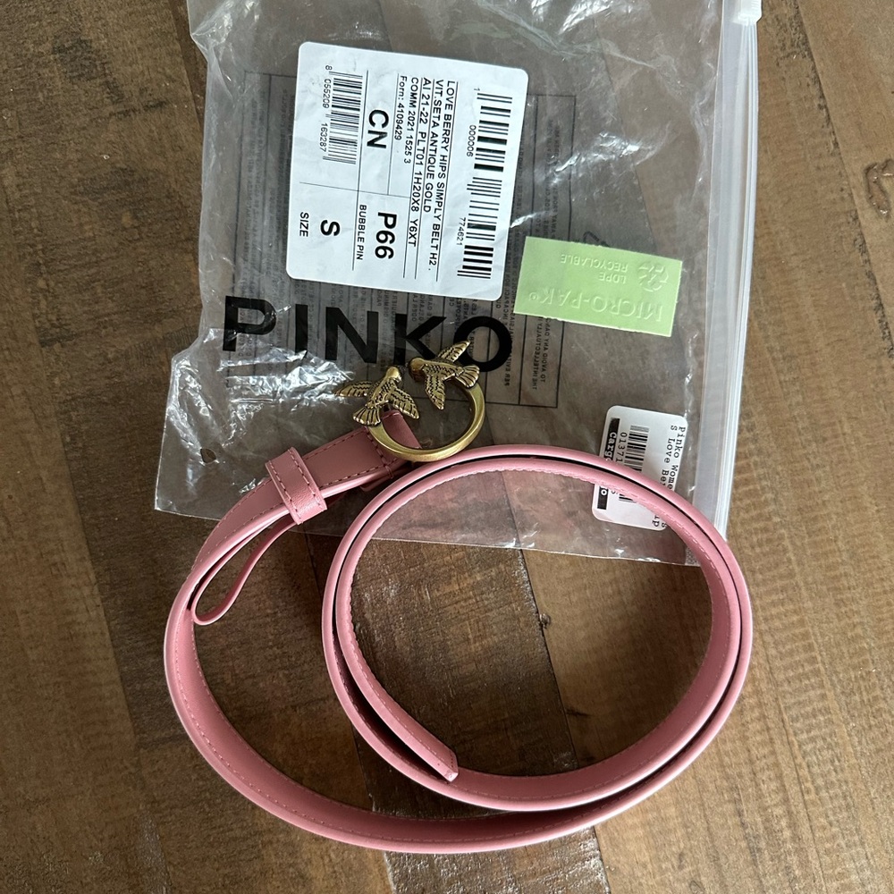 Pinko Pink Belt with Gold Buckle
